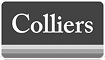 Logo de Colliers, un panneau rectangulaire gris foncé avec le mot "Colliers" en lettres blanches serif, surmontant des bandes horizontales grises claires.