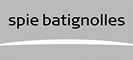 Texte noir "spie batignolles" sur fond gris clair, suggérant une signalétique ou une identification d'entreprise.